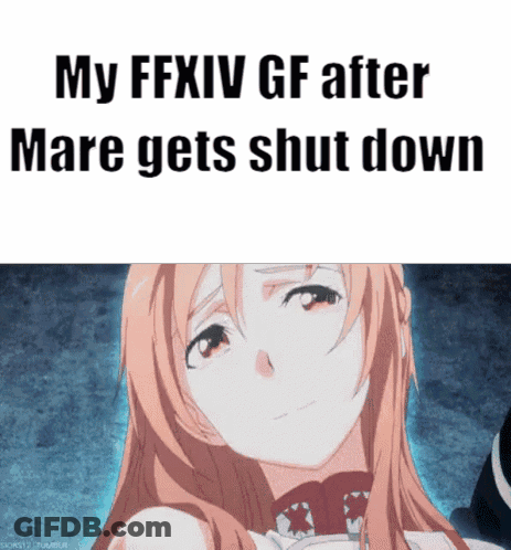 A Picture Of A Girl With A Caption That Says My Ffxiv Gf After Mare Gets Shut Down GIF