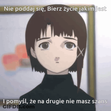A Picture Of A Girl With A Caption That Says Nie Poddaj Sie GIF