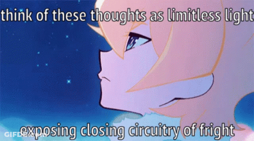 A Picture Of A Girl With A Caption That Says Think Of These Thoughts As Limitless Light Exposing Closing Circuitry Of Fr GIF