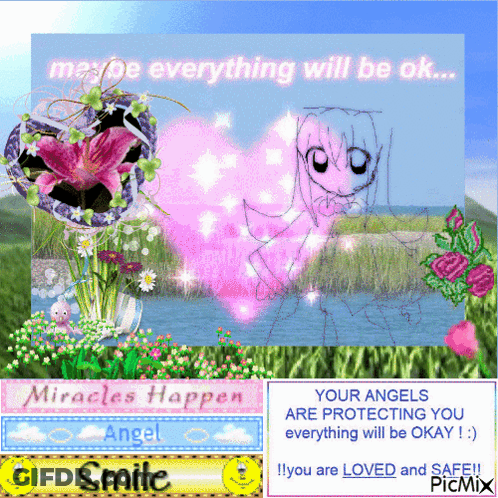 A Picture Of A Girl With A Heart And The Words " Maybe Everything Will Be Ok " GIF