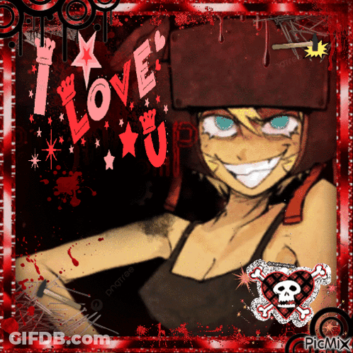 A Picture Of A Girl With A Helmet That Says " I Love You " GIF