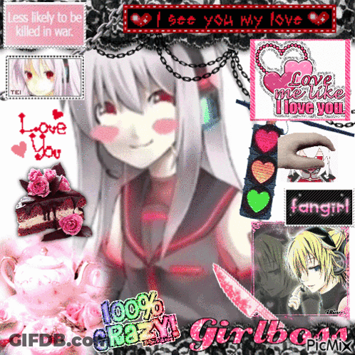A Picture Of A Girl With A Knife And The Words 100 % Crazy Girl GIF