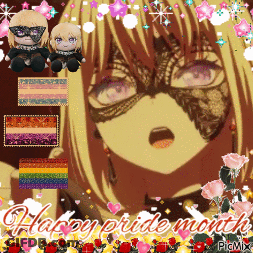 Girl Wearing Mask Saying Happy Pride Month GIF