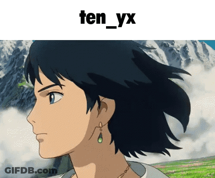 A Picture Of A Girl With A Mountain In The Background And The Name Ten_yx Above Her GIF