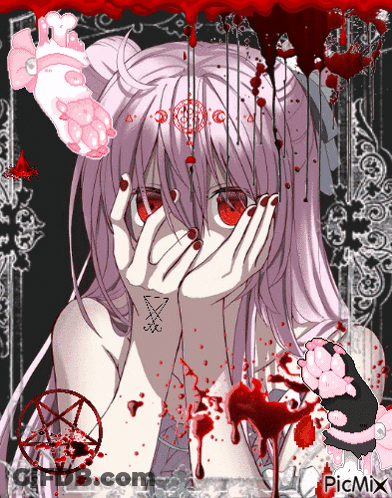 A Picture Of A Girl With A Pentagram On Her Hand GIF