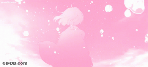 A Picture Of A Girl With A Pink Background That Says ' Sews2 Tumblr ' On It GIF