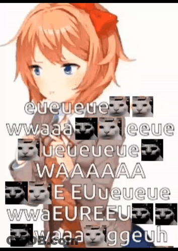 A Picture Of A Girl With A Red Bow On Her Head And A Bunch Of Text Surrounding Her . GIF