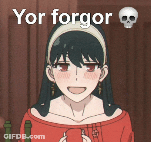 A Picture Of A Girl With A Skull And The Words Yor Forgor On It GIF