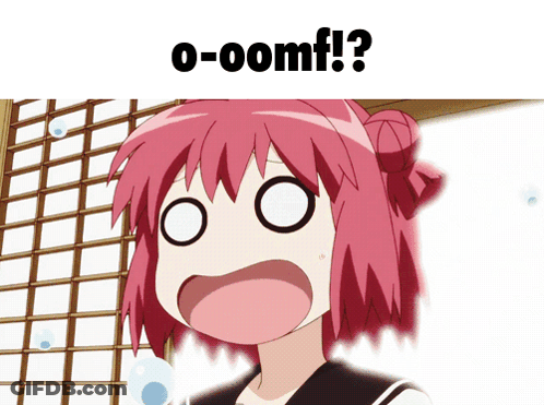 A Picture Of A Girl With A Surprised Look On Her Face And The Words O-Oomf GIF