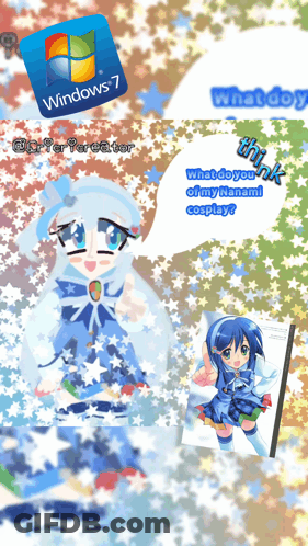 A Picture Of A Girl With A Windows 7 Logo On It GIF