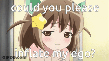 A Picture Of A Girl With A Yellow Flower In Her Hair And The Words " Could You Please Inflate My Ego " GIF