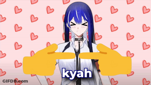 A Picture Of A Girl With Blue Hair And The Word Kyah GIF
