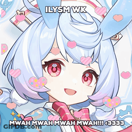 A Picture Of A Girl With Bunny Ears And The Words Ilysm Wk On Top GIF