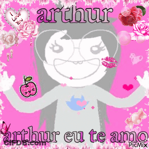 A Picture Of A Girl With Glasses And The Name Arthur GIF