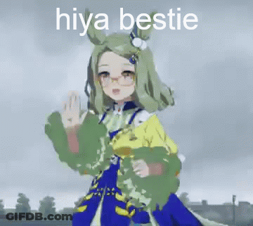 A Picture Of A Girl With Glasses And The Words Hiya Bestie GIF