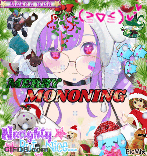 A Picture Of A Girl With Glasses And The Words Merry Mononing On It GIF