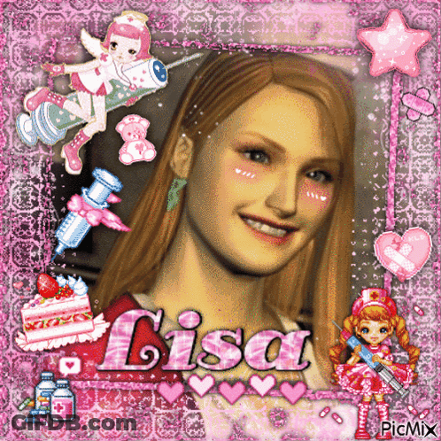 A Picture Of A Girl With Lisa Written On The Bottom GIF