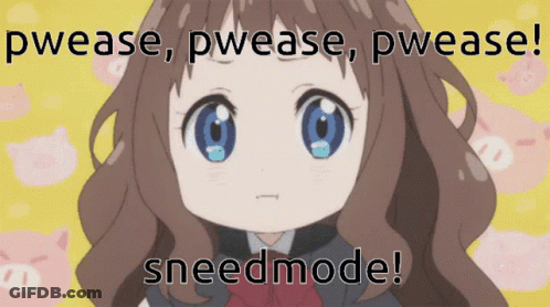 A Picture Of A Girl With Pigs In The Background And The Words " Pwease Pwease Pwease Sneedmode " GIF