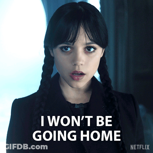 A Picture Of A Girl With Pigtails And The Words I Won T Be Going Home GIF