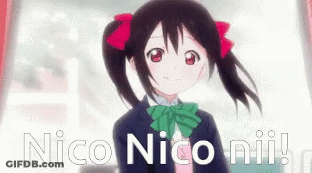A Picture Of A Girl With Pigtails And The Words Nico Nico Nii GIF