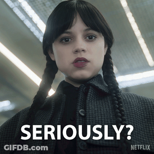 A Picture Of A Girl With Pigtails And The Words Seriously On It GIF