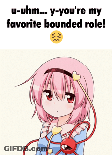 A Picture Of A Girl With Pink Hair And Red Eyes With The Words U-Uhm Y-You 'Re My Favorite Bounded Role GIF