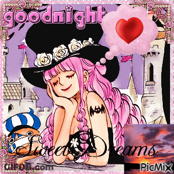 A Picture Of A Girl With Pink Hair Says Goodnight GIF