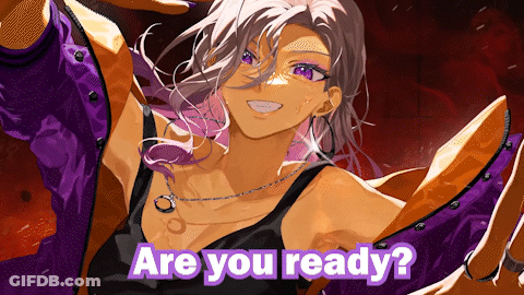 A Picture Of A Girl With Purple Hair And The Words Are You Ready Below Her GIF