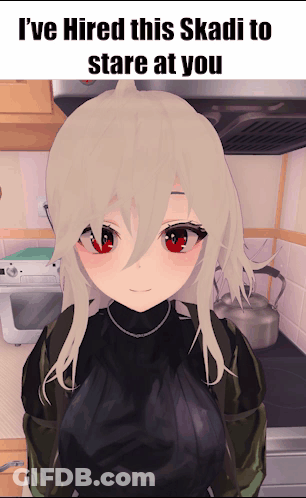 Girl With Red Eyes Saying I Ve Hired Skadi To Stare At You GIF
