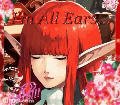 Girl With Red Hair And Ears Says I'm All Ears GIF