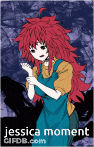 A Picture Of A Girl With Red Hair And The Name Jessica Moment GIF