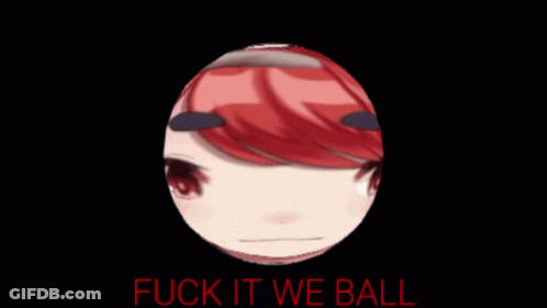 A Picture Of A Girl With Red Hair And The Words " Fuck It We Ball " Below Her GIF