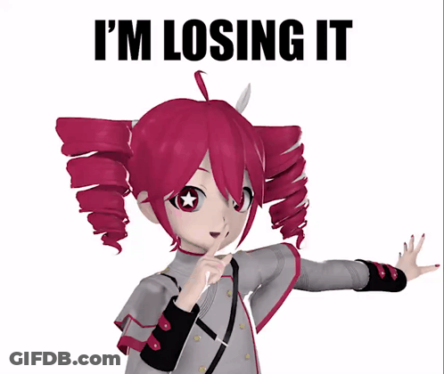 A Picture Of A Girl With Red Hair And The Words " I 'M Losing It " Above Her GIF