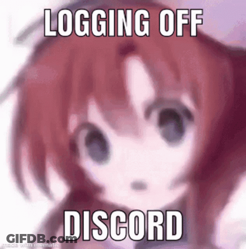 A Picture Of A Girl With Red Hair And The Words `` Logging Off Discord '' . GIF