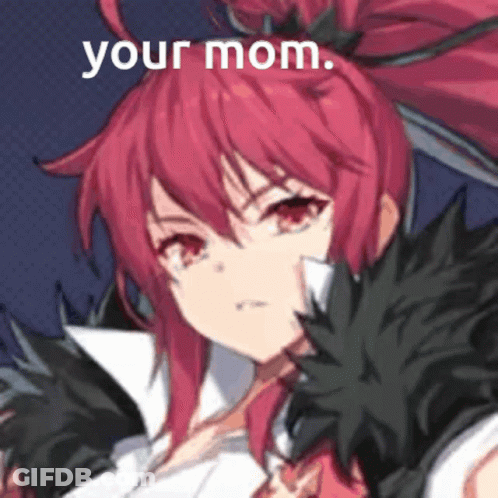 A Picture Of A Girl With Red Hair And The Words " Your Mom " GIF