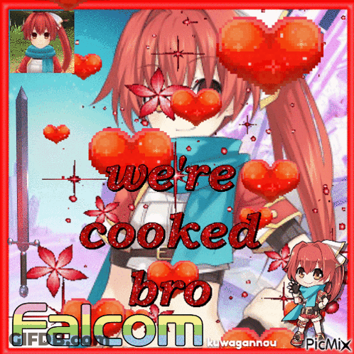 A Picture Of A Girl With Red Hair Saying We 'Re Cooked Bro Falcon GIF