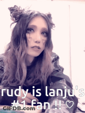 A Picture Of A Girl With The Caption Rudy Is Lanju 'S # 1 Fan ! GIF