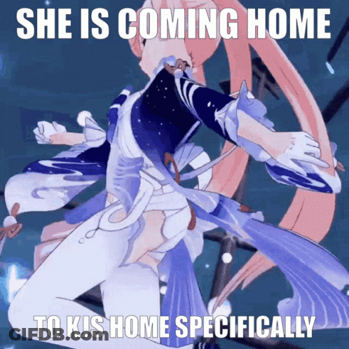 A Picture Of A Girl With The Caption She Is Coming Home To Kys Home Specifically GIF