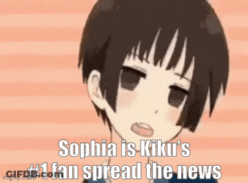 A Picture Of A Girl With The Caption Sophia Is Kiku 'S # 1 Fan Spread The News .. GIF