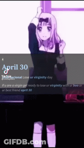 A Picture Of A Girl With The Date April 30 GIF