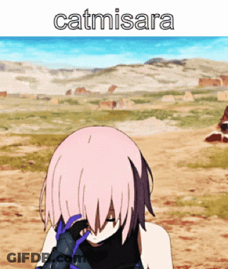 A Picture Of A Girl With The Name Catmisara On The Top GIF
