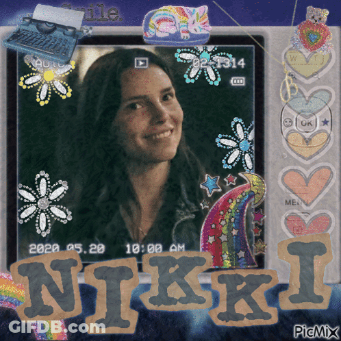 A Picture Of A Girl With The Name Nikki GIF