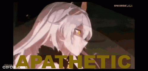 Girl With Apathy Word In Corner GIF