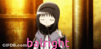 A Picture Of A Girl With The Word Balright Written In Pink GIF