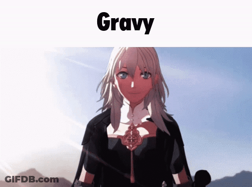 A Picture Of A Girl With The Word Gravy On The Bottom GIF
