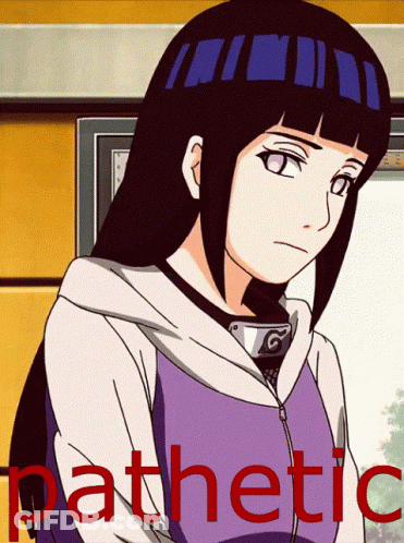 A Picture Of A Girl With The Word Pathetic In Red Letters GIF
