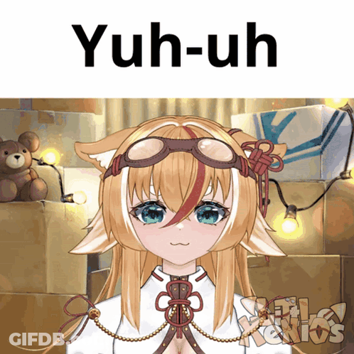 A Picture Of A Girl With The Word Yuh-Uh Written Above Her GIF