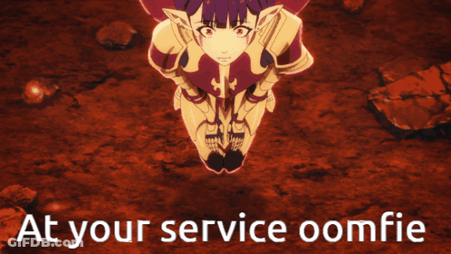 A Picture Of A Girl With The Words At Your Service Oomfie GIF
