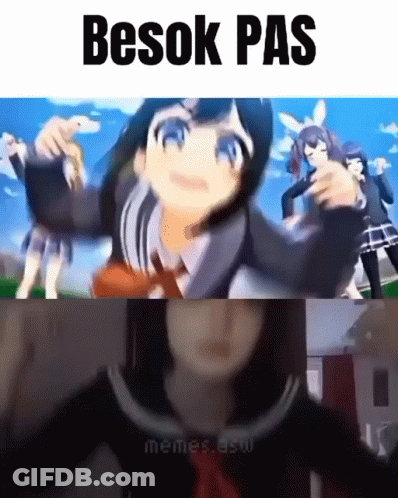 A Picture Of A Girl With The Words Besok Pas On Top GIF