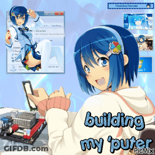 A Picture Of A Girl With The Words Building My Router GIF